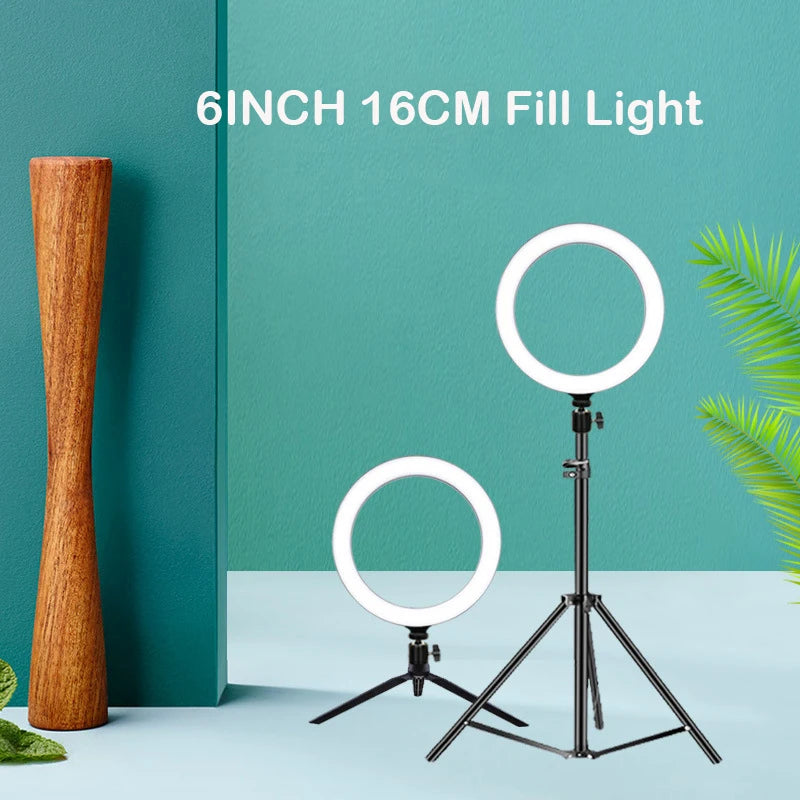 Photography RingLight LED 3 Modes Dimmable Selfie Ring Light With Tripod & Phone Stand For TikTok Video Live Makeup Fill Lamp