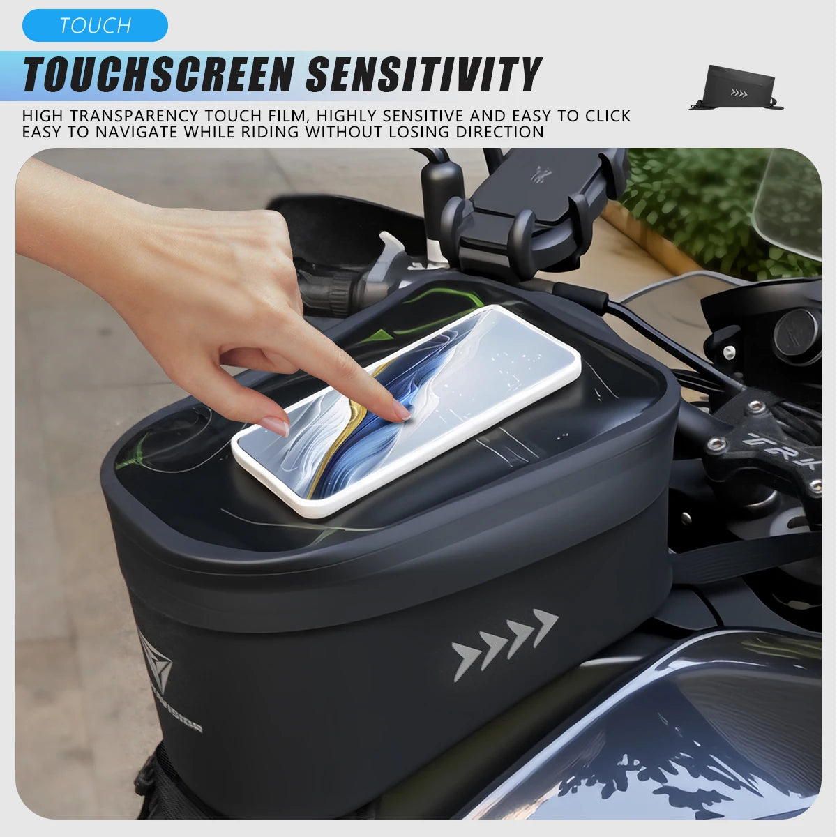 Motorcycle Tank Bag PVC Waterproof Adventure Storage Tank Bags with Straps Touch Screen Universal for Motorbike Off-road Bag