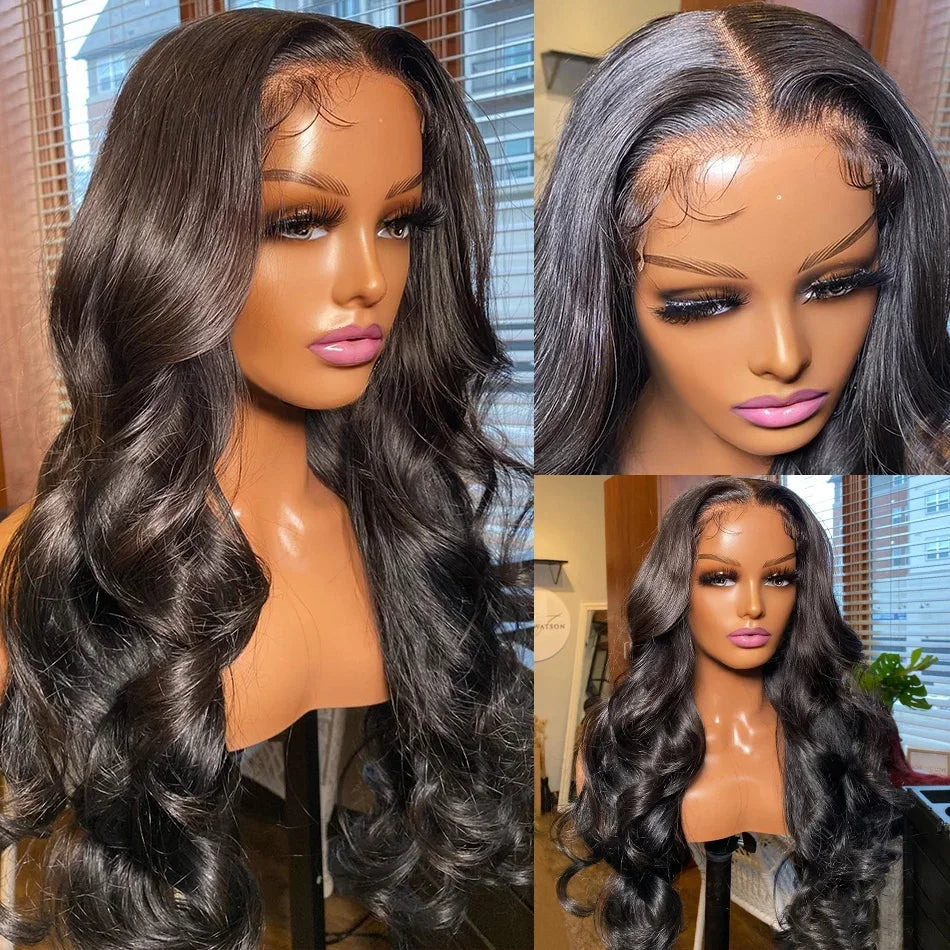 180% 13X6 Lace Frontal Body Wave Wig Transparent Indian Perruques For Women 13X4 Lace Frontal Wig Human Hair Pre Plucked Wig