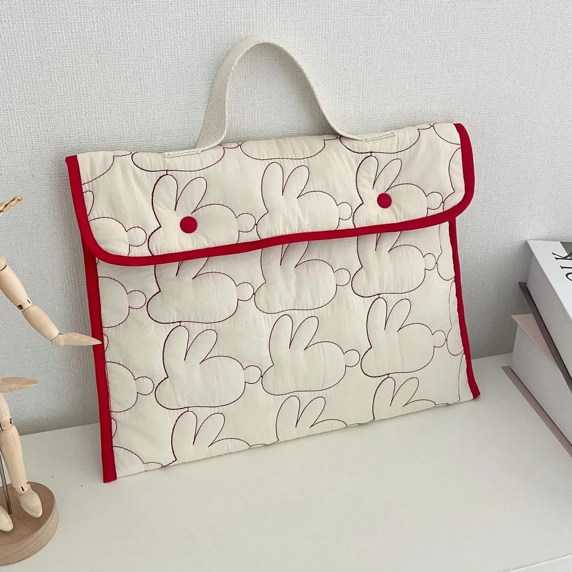 Korean INS Embroidered Rabbit Pattern Handheld Tablet Bag For Ipad 9.7-11 macbook Air13.3 13.6 pro14 Samsung Laptop Storage Bag