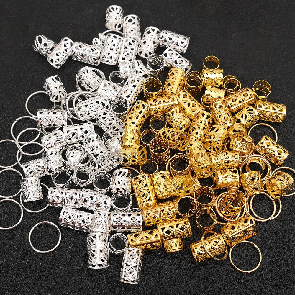 100pcs Dreadlock Hair Rings Hair Jewelry Cuffs Clip Hair Braids Dirty Braids Bead Hippie Hairpin Accessories Headwear for Women