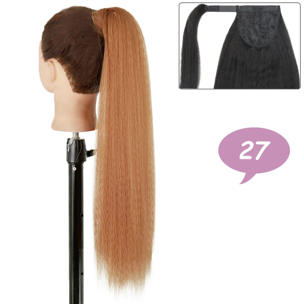 NICESY Synthetic Tail Warping 18" Kinky Drawstring Curly Ponytail Hairpiece With 2 Clips Hair Extension Black For Women