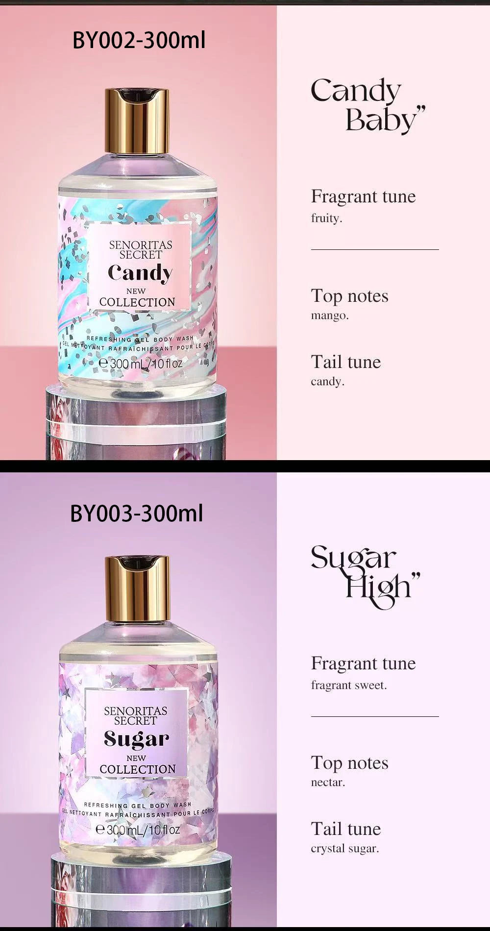 Women's Shower Gel 300ml, Fragrance Shower Gel, Velvet Petal, Water Kiss, Long-lasting Fragrance, Perfume Shower Gel