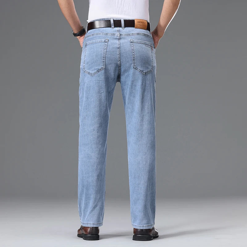 Men's Fashionable Jeans All-Season Cotton Blend Straight-Leg Pants Trendy Minimalist Versatile Casual Style Denim Wear Size29-42
