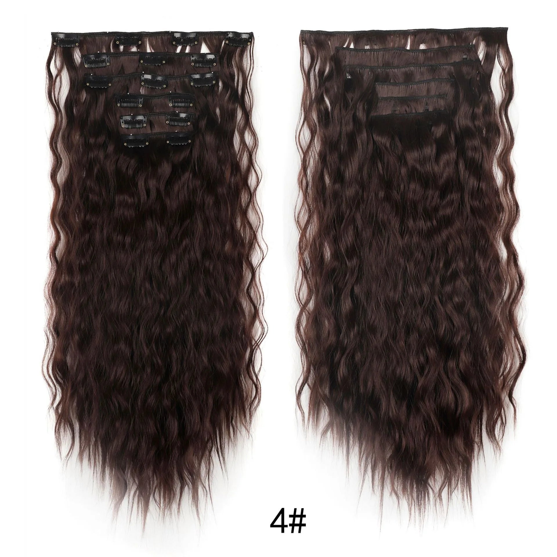 Synthetic Clip In Hair Extensions 6PCS Set Kinky Curly 24inch Long  Clip On Hairpiece Style For Women Girls Daily Party