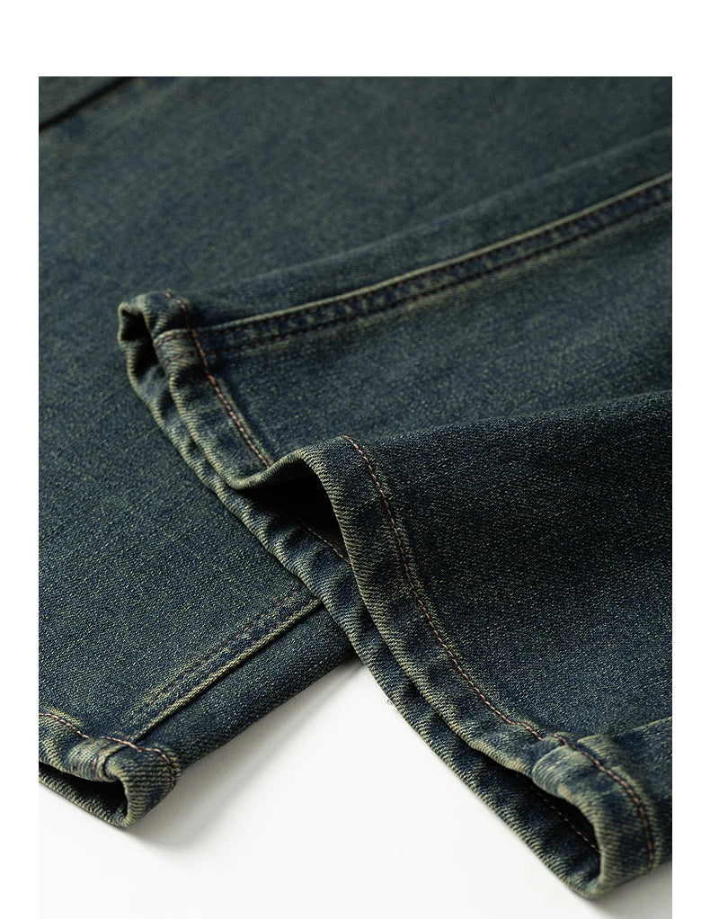TOYOUTH Women Stretch Jeans 2025 Winter New Slightly Flared Mid-low Waist Slim Fitting Slimming Warm Fleece-lined Long Pants