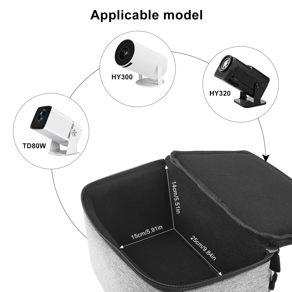 PROGAGA Mini Projector Carrying Bag Portable Carry Case Travel Bag For HY300 Pro HY300W HY320  Mini PG370 TD80W Mini Projector