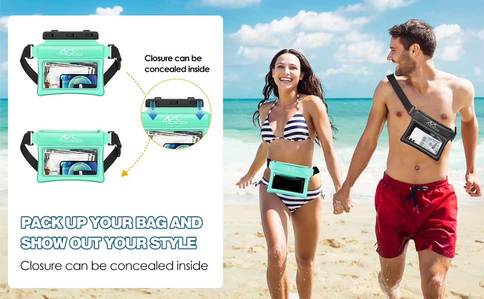 MoKo Waterproof Phone Pouch Fanny Pack Floating Dry Bag Swimming Waist Bag Underwater Ski Drift Diving for iPhone 13/13 Pro Max