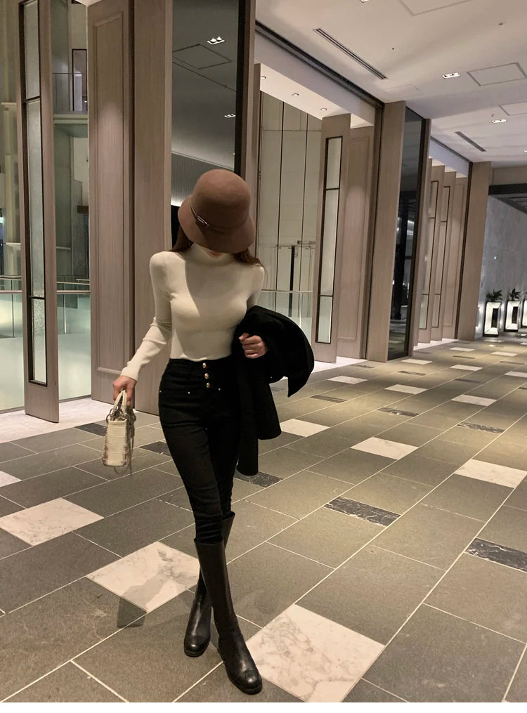 New White Skinny Jeans Woman High Waist Casual Stretch Jeans Vintage Sexy Femme Ankle Length Pencil Pants Denim Jeans
