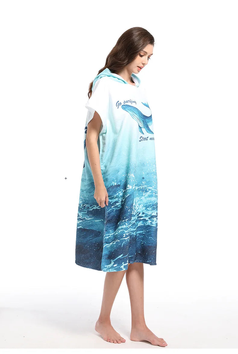Microfiber Hooded Towel Men Women for Swimming Beach Travel Quick Dry Changing Robe Cape Bath Towel Bathrobe Surf Poncho