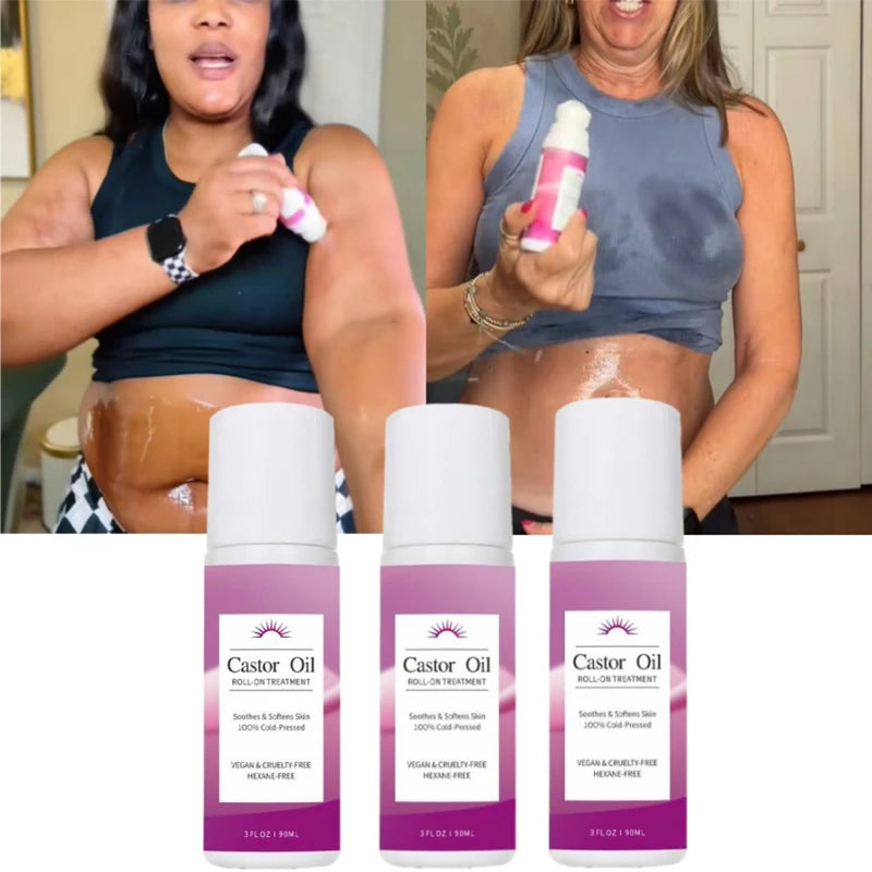 Castor Oil Roll-on For Hair & Skin Moisturizing Treatment Dry Skin, Hair Growth Frizz Control Lightens Fine Lines Nourishes Body