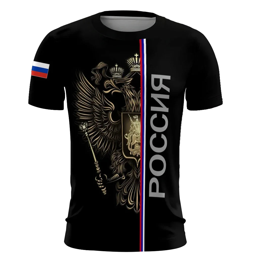 Russia Men's T-Shirts 3d Russian Flag Short Sleeve T-Shirt For Men Oversized Tees Mens Clothing Summer Casual Breath Sportswear
