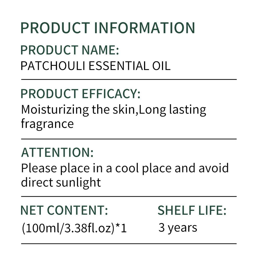 Patchouli essential oil, body massage oil, hair care, for diffuser, moisturizing, nourishing, hydrating,