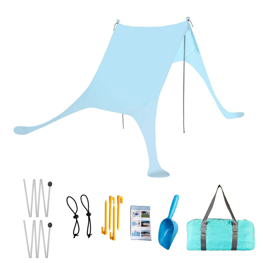 Family Ultralight Beach Awning, Sun Shade Tent with Sandbag, UPF50 + UV Portable Canopy, 2.1m * 1.6m