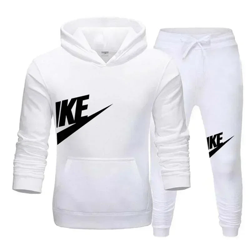A new autumn and winter men's casual sportswear set of 2-piece hooded sweatshirt and long pants for outdoor fashionable jogging