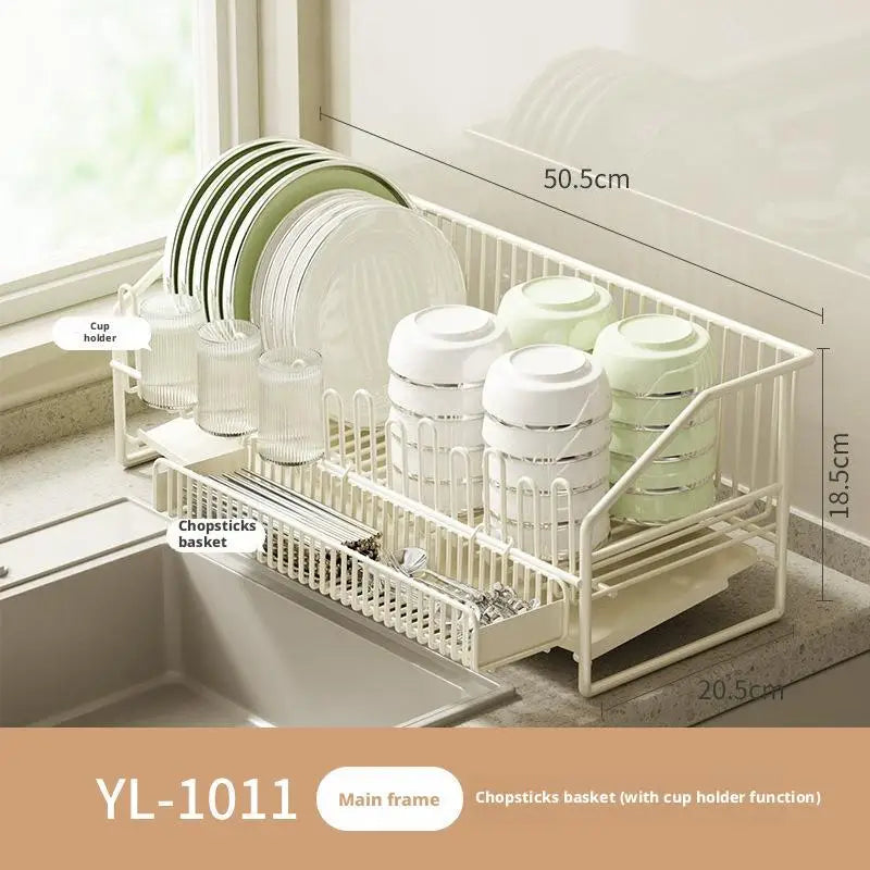 Kitchen Drain Dish Rack Holder Sink Countertop Bowl Chopstick Cutlery Storage Basket Dishes Organizer Hanger Draining Shelf