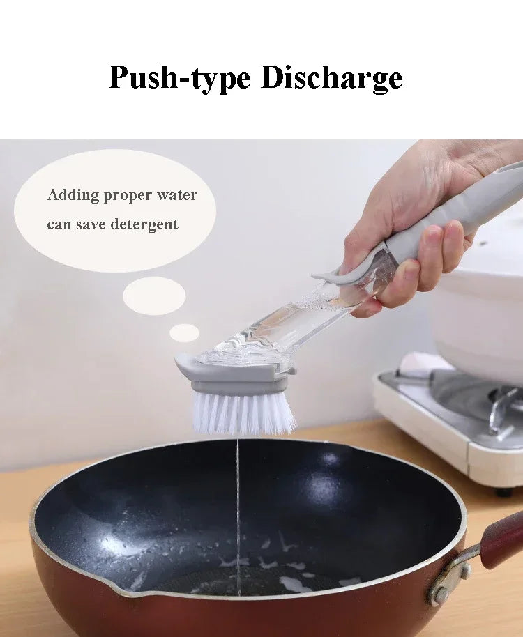 Kitchen Cleaning Brush 2 In 1 Long Handle Cleaing Brush with Removable Brush Sponge Dispenser Dishwashing  Kitchen Tools