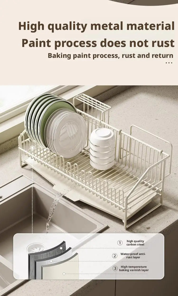 Kitchen Drain Dish Rack Holder Sink Countertop Bowl Chopstick Cutlery Storage Basket Dishes Organizer Hanger Draining Shelf