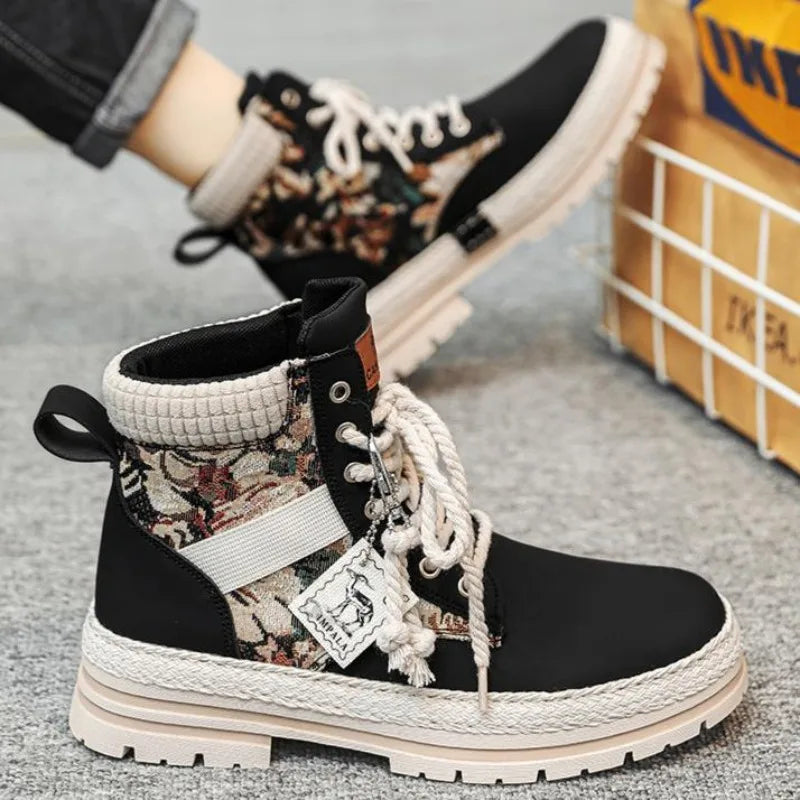 Men Boots Autumn Winter Casual Shoes Designer Luxury Platform Cowboy Chelsea Work Safety Leather Ankle Sneakers Botas Masculino