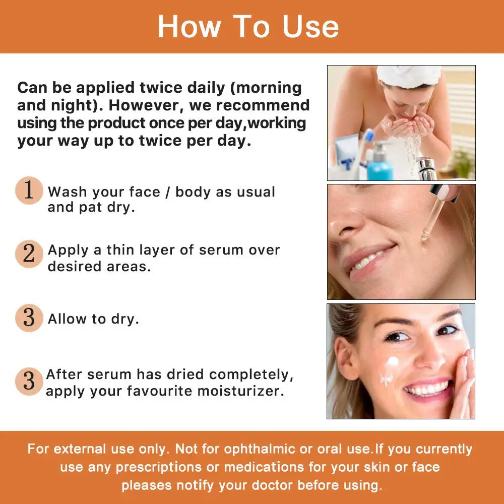 20% Vitamin C Liquid Serum Anti-aging Whitening VC Hyaluronic Acid Face Serum Brighting Moisturising Fade Fine Lines Skin Care