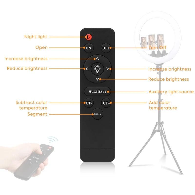NEW Profissional 22 inches Photo Ring Light with 2M adjustable Stand,color 3200-6500k Brightness LED lampring for TikTok YouTube