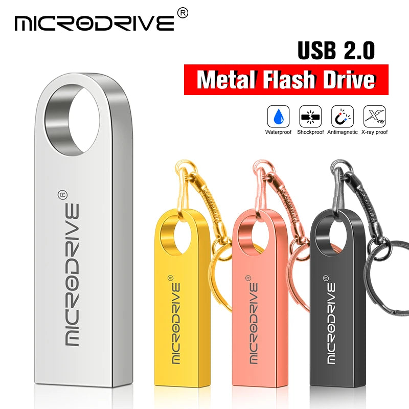 USB Flash Drive Pen 64GB 128GB 256GB 512GB Metal Pendrive 32gb 16gb 8gb 4gb Memory Stick Usb2.0 U Disk With Key Chain