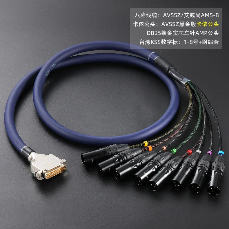 Data Cable DB25 8-way Multi Track Mixer VGA Rainbow Audio Signal Cable DB25 Male to 3 Pin XLR Male/Female,RCA,6.35mm Plug