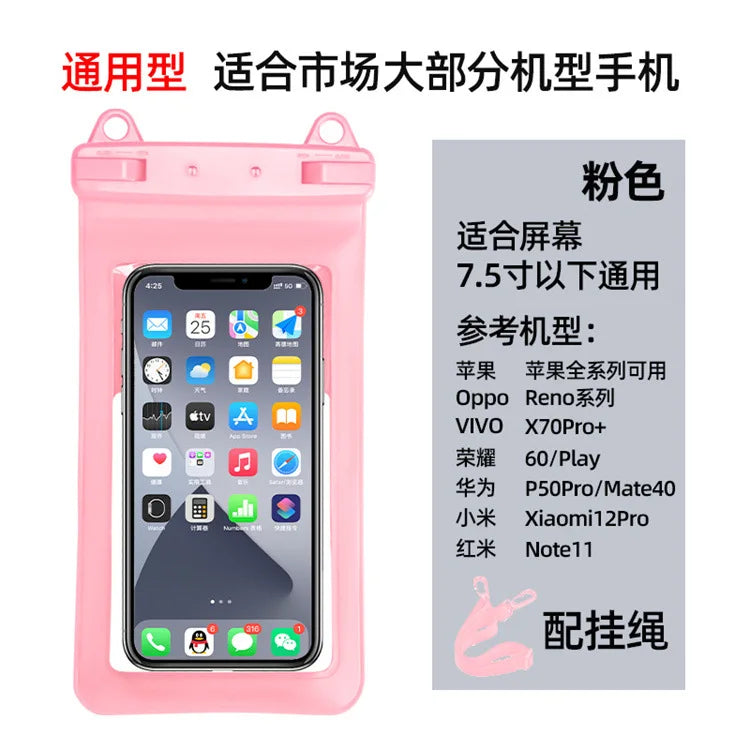 Universal Waterproof Mobile Phone Case Diving Surfing PVC Bags 7.5inch Phone Waterproof Pouch Cover Underwater Swimming Dry Bag