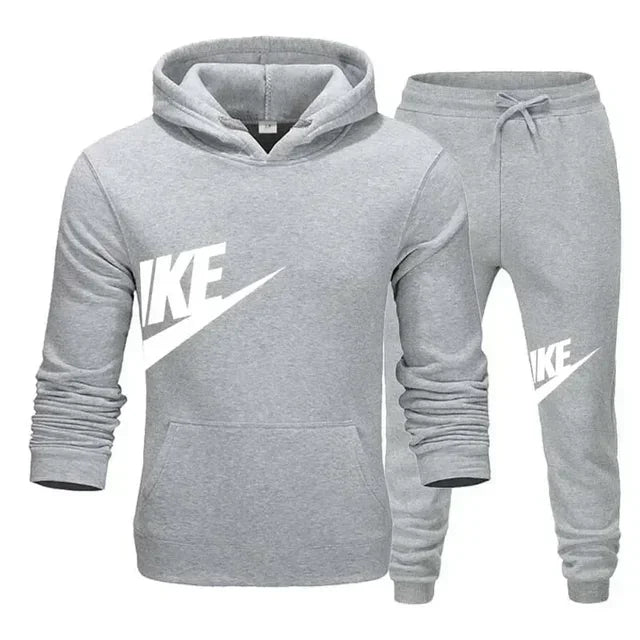 A new autumn and winter men's casual sportswear set of 2-piece hooded sweatshirt and long pants for outdoor fashionable jogging
