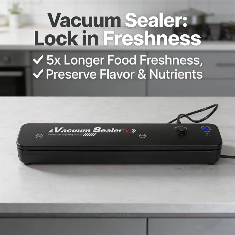 Automatic Small Food Vacuum Sealer Machine for Fresh Cooked Food Plastic Packaging Compact Sealers Food Preservation
