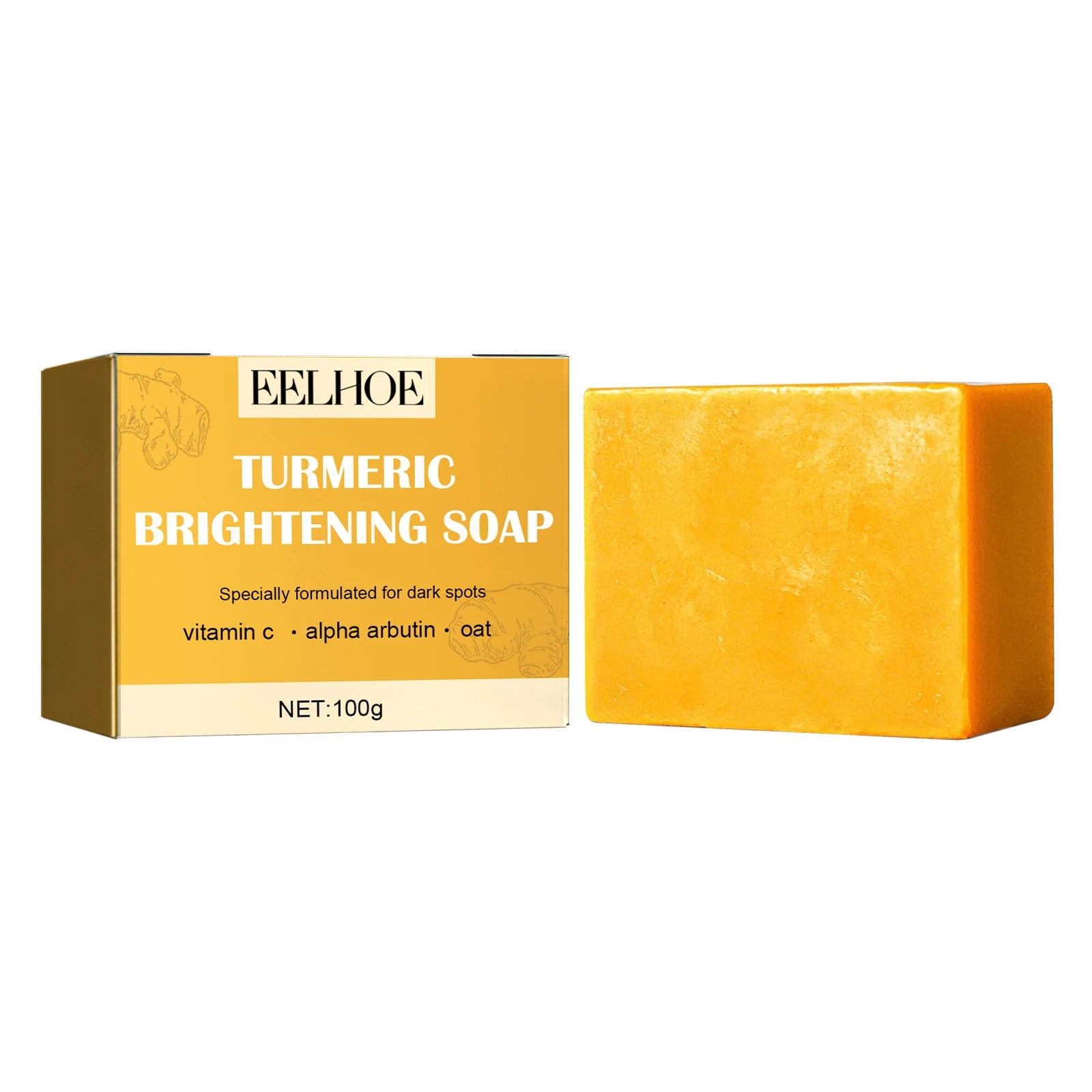 Turmeric Face Soap Brightening Skin Remove Dark Spots Anti-Acne Even Skin Tone Improve Pigmentation Moisturizing Facial Cleanser