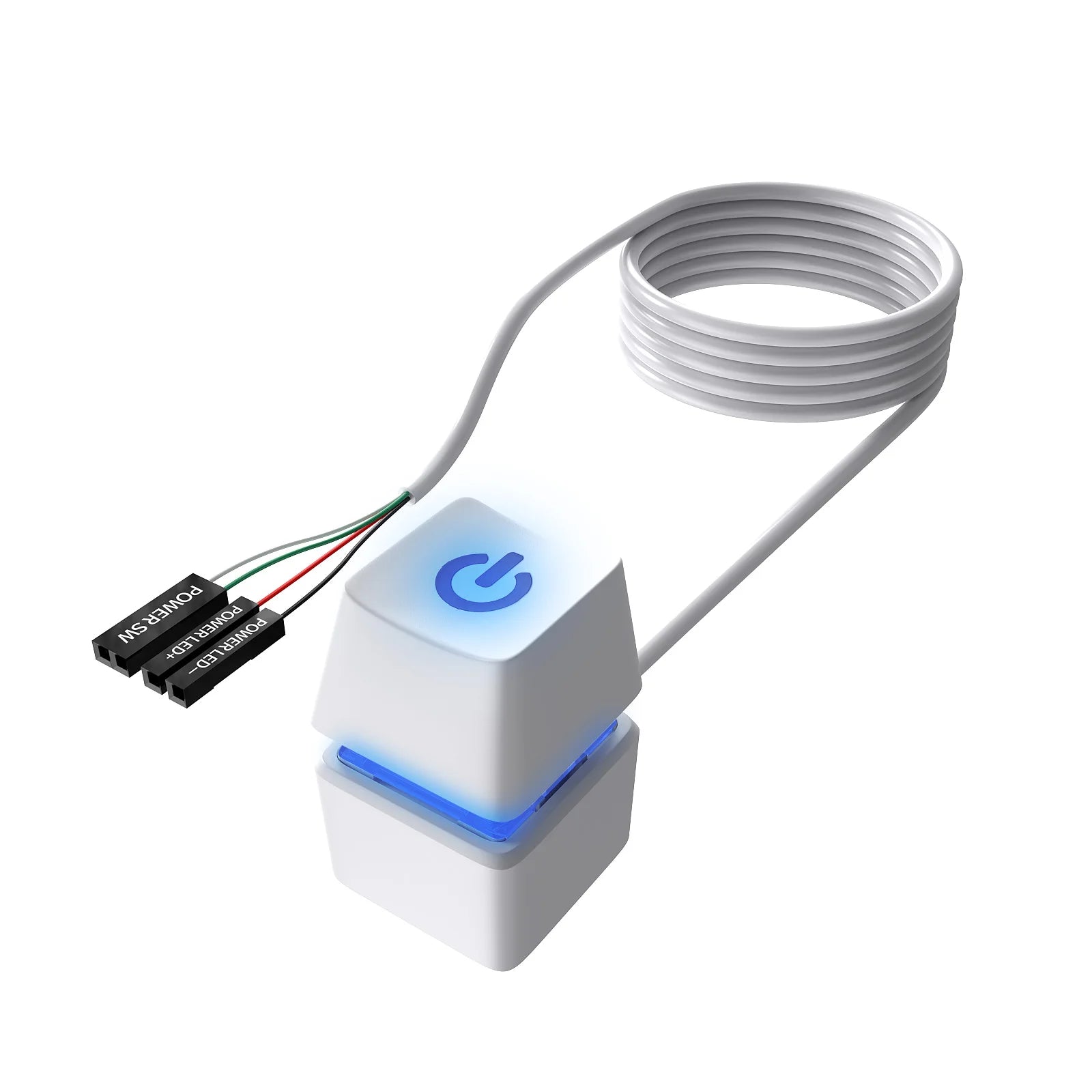 TEUCER X3 1.8m LED Light Computer Desktop Round Power Switch PC Motherboard External Start Power Button Extension Cable for Home