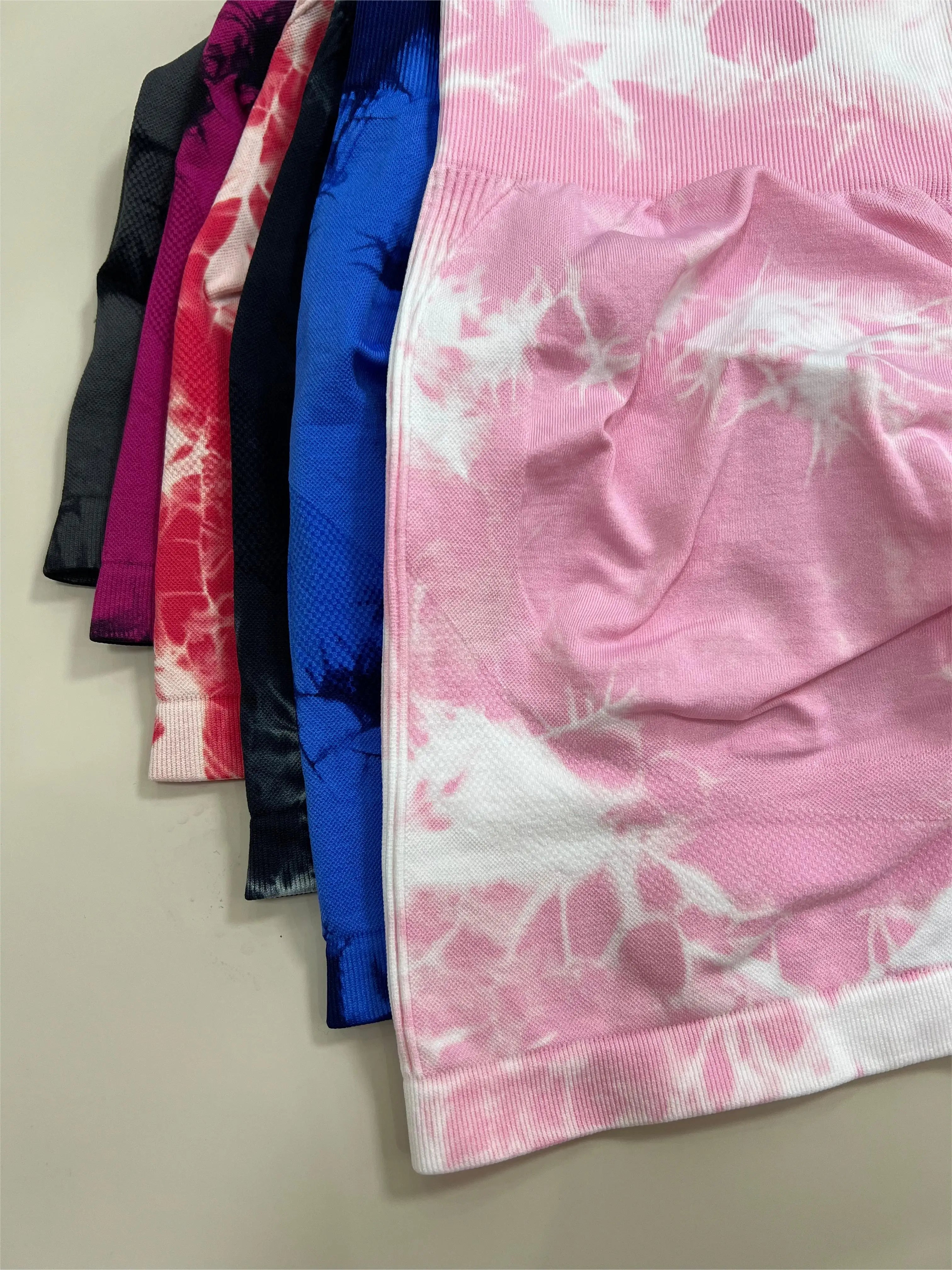 Women Gym Tie Dye Scrunch Shorts Fitness Seamless Nylon High Waist Sports Leggings Stretch Yoga Pants Workout Running Tights