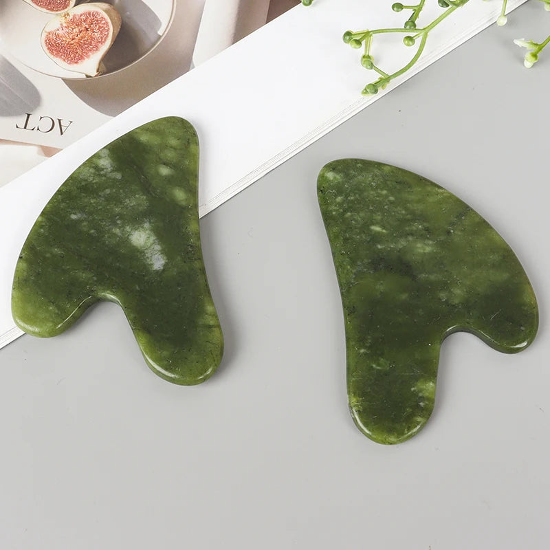 Helu Jade Gua Sha Tool Xiuyan Jade Heart-shape Massager Neck Massage Guasha Beauty Product Skin Care health Tool