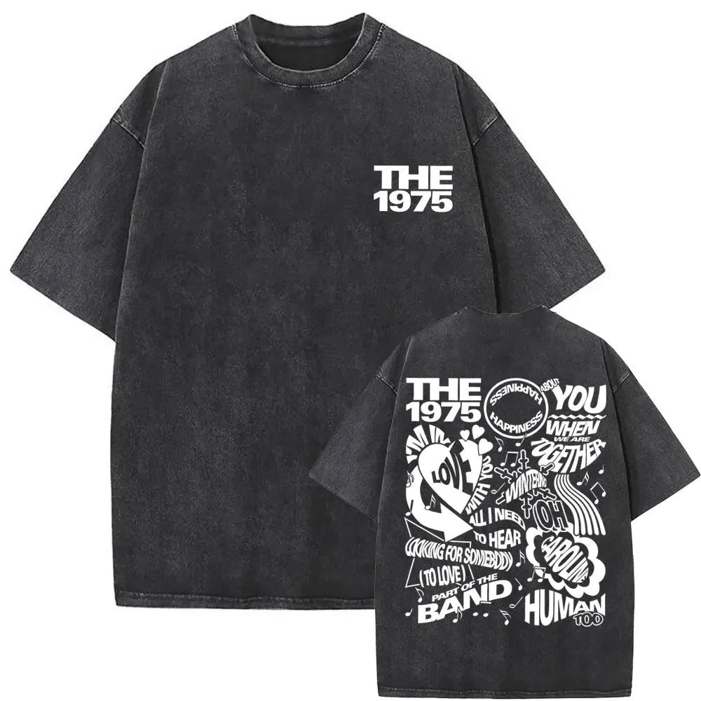 Washed Vintage The 1975 about You Print T-shirt Being Funny in A Foreign Language Album Tshirt Men Women Hip Hop Casual T Shirt