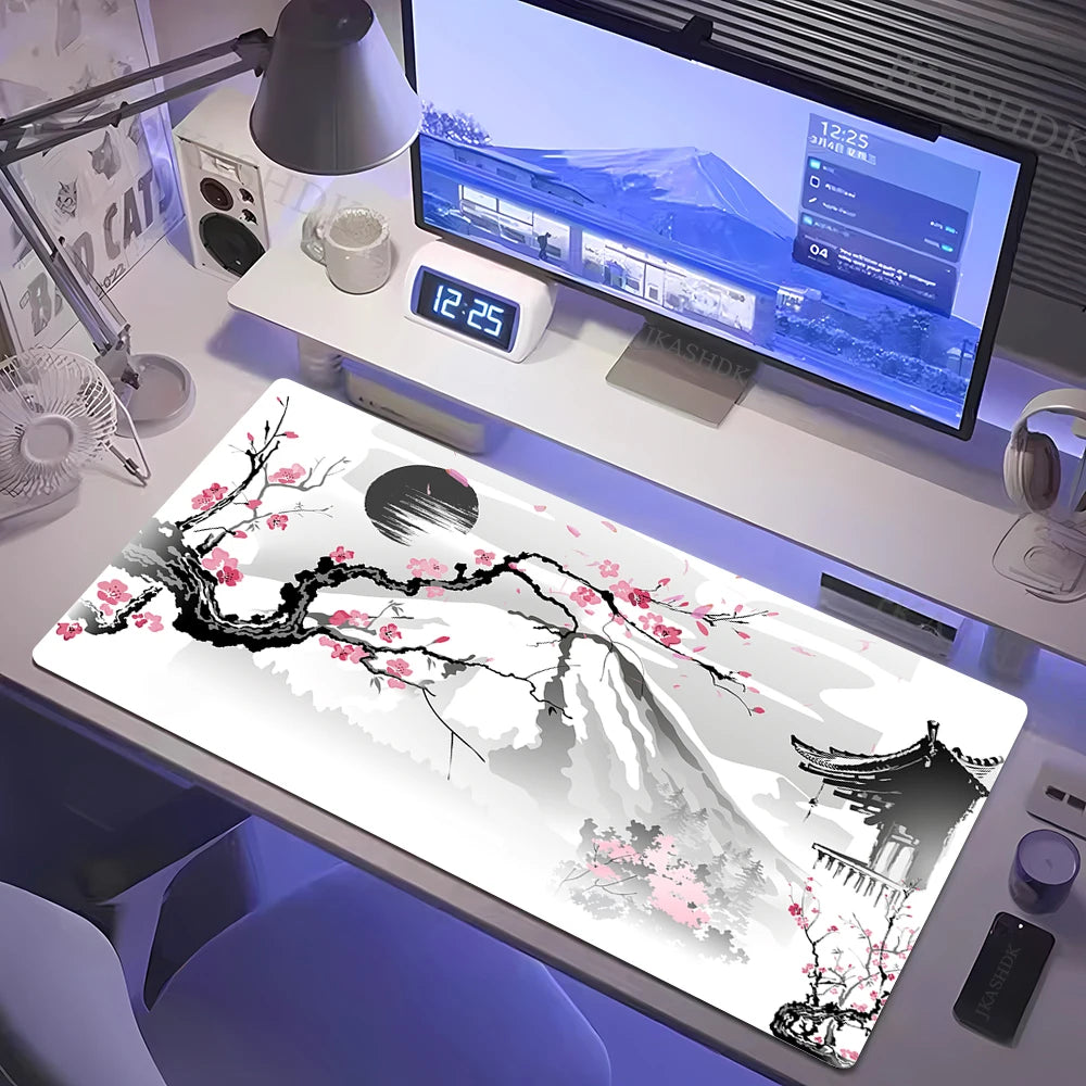 Cherry Blossoms Wrist Rest Keyboard Gaming Mouse Pad White Mousepad Pk Control Welcome Mat Desk Decorations Office Rug Keypad