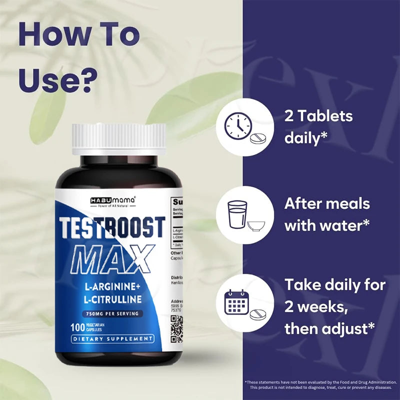 100 Tablets-L-Arginine & L-Citrulline Complex-Male Enhancing Supplements- Boosts Performance,Recovery Support,Bedroom Confidence