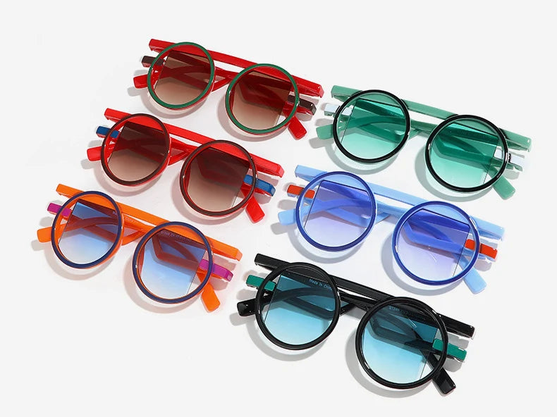 Retro Punk Style Small round Sunglasses UV400 Gradient Shades Unisex Fashion Sun Glasses for Men And Women