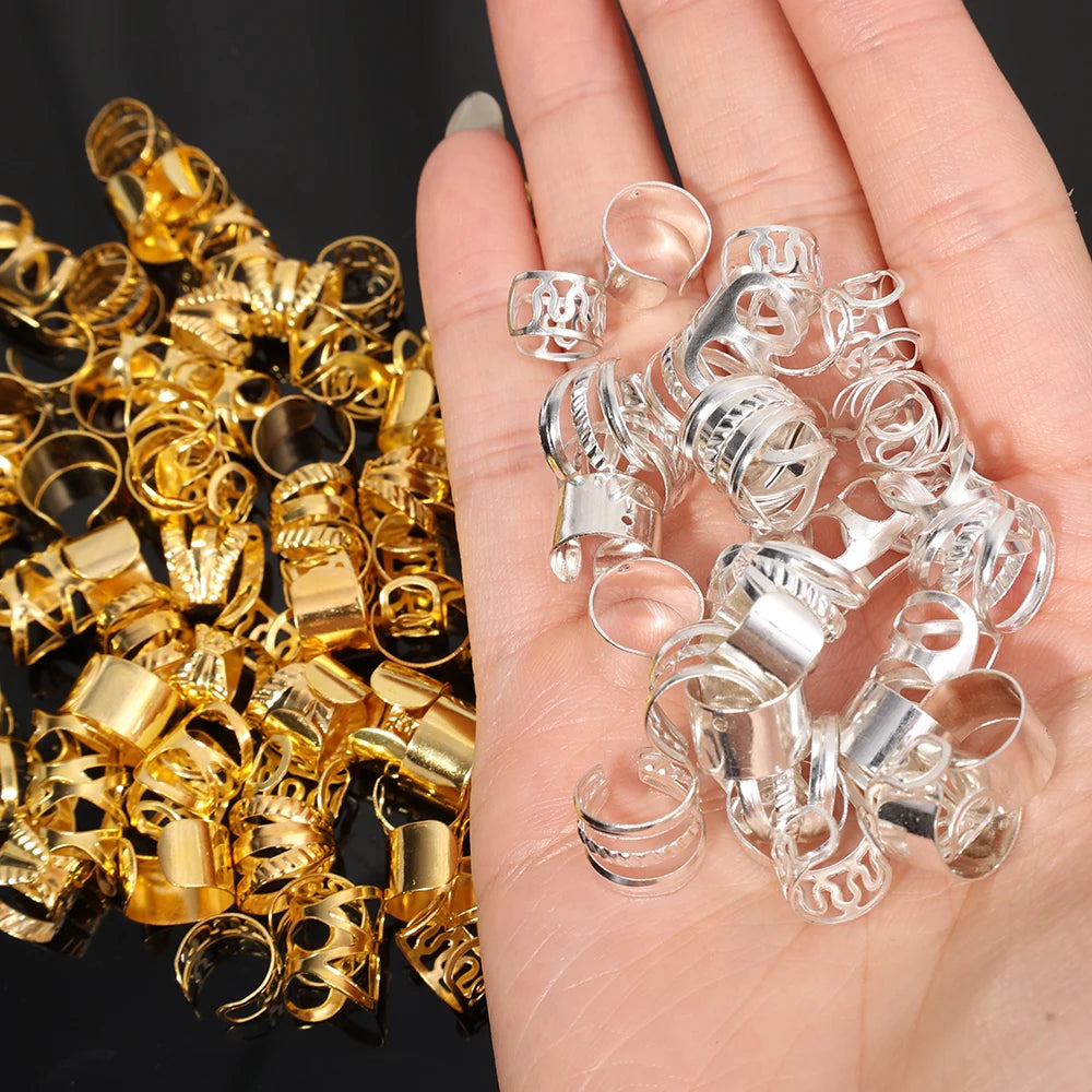 100pcs Dreadlock Hair Rings Hair Jewelry Cuffs Clip Hair Braids Dirty Braids Bead Hippie Hairpin Accessories Headwear for Women