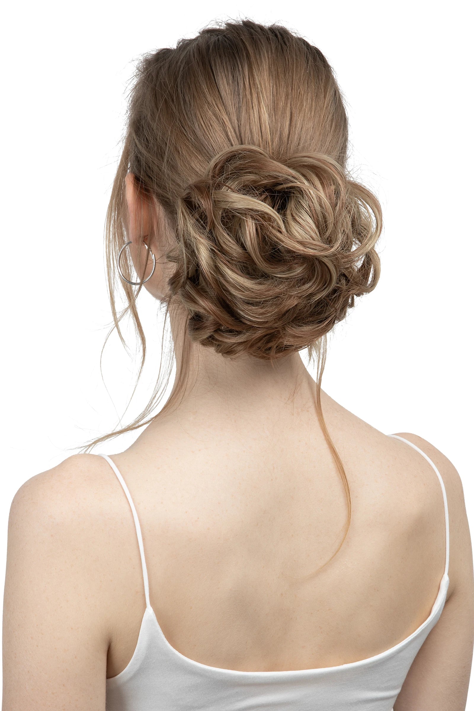 Synthetic Messy Updo Chignon Premium Big Curly Elastic Hair Scrunchies Hairpieces Donut Updo Blonde Brown Hair Pieces For Women