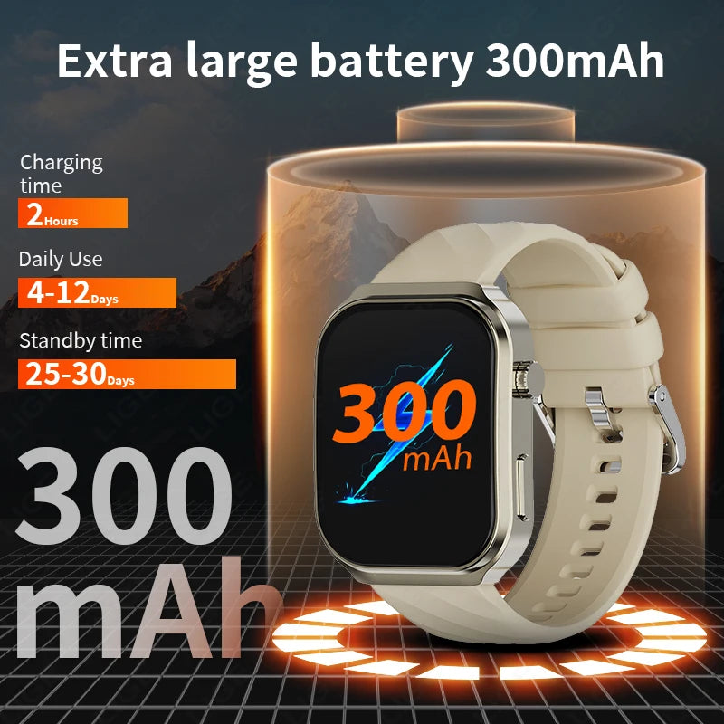 LIGE New AI Healthy Diagnose Smart Watch 2.2" Curved Screen Women Men Blood Lipid Uric Acid Heart Rate Health Tracker Smartwatch
