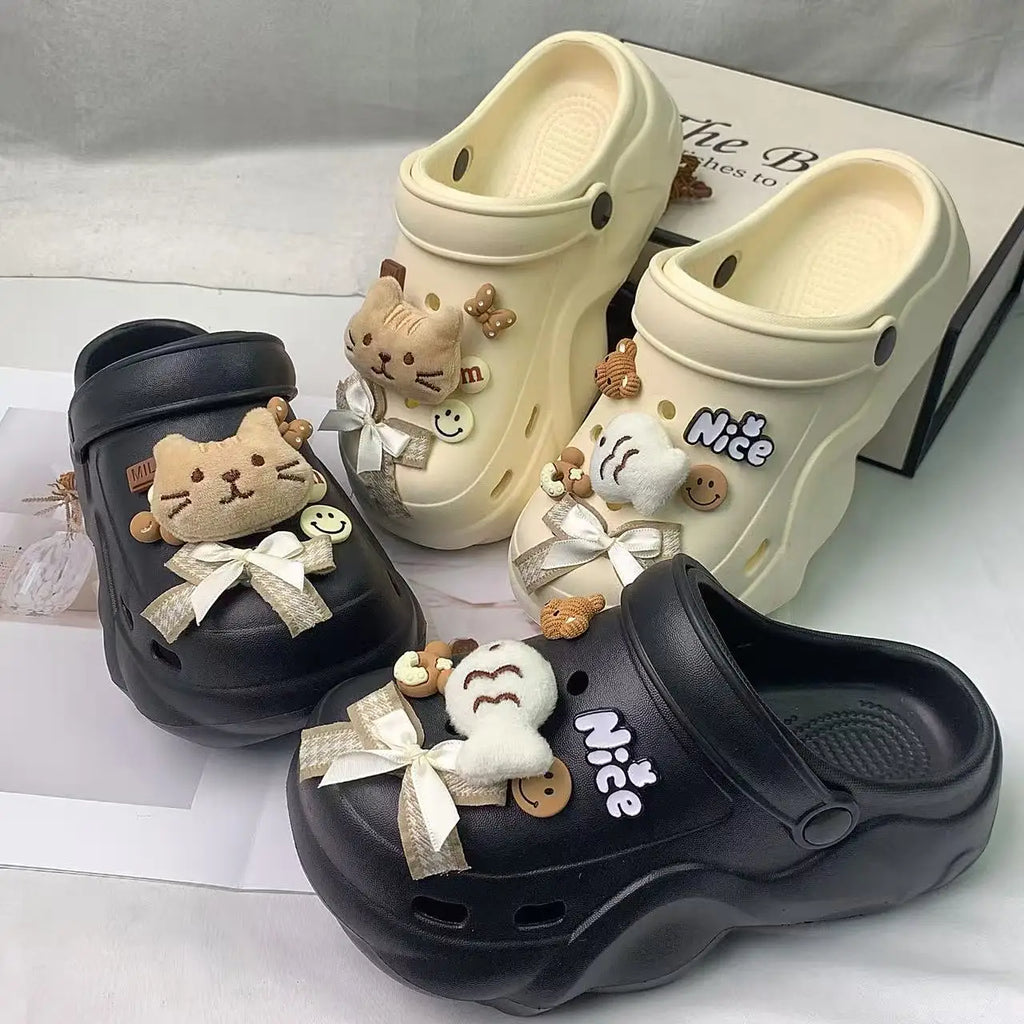 New Style Women's Clogs, Fashionable Cloud-Heel Thick-Soled Sandals for Summer, Made of Lightweight Eva Material, Comfortable Catfish-Patterned Set of Thick-Soled Sandals