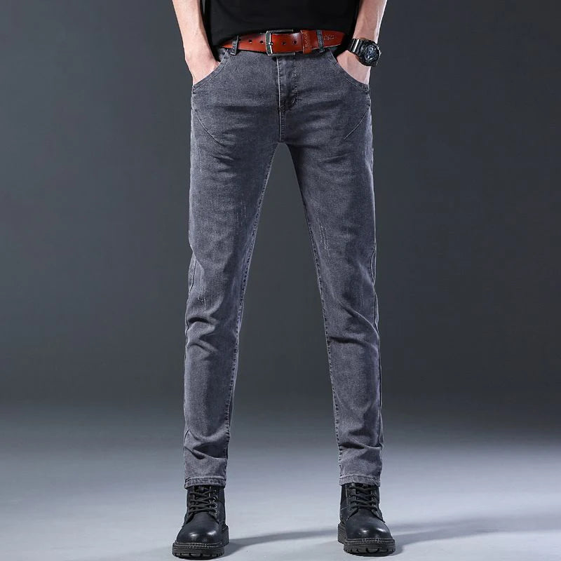 2025 New Men Fashion Comfortable slim fit Jeans Male Loose Straight Smart Casual Denim Pants Elasticity look taller Trousers