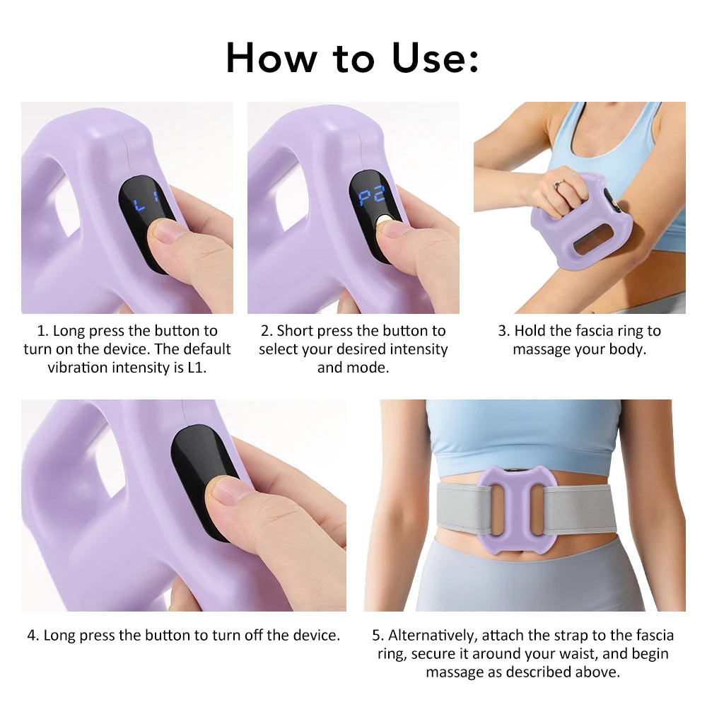 Electric Full-Body Fascia Massager with Belt Dual-Ring Ergonomic Portable Vibration Fat Loss Deep Tissue Body Muscle Relaxation