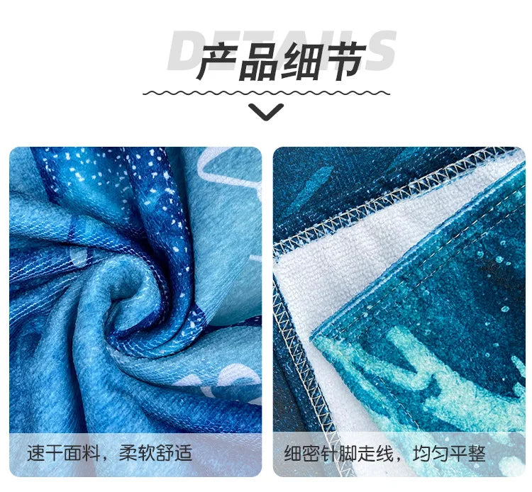 Microfiber Hooded Towel Men Women for Swimming Beach Travel Quick Dry Changing Robe Cape Bath Towel Bathrobe Surf Poncho