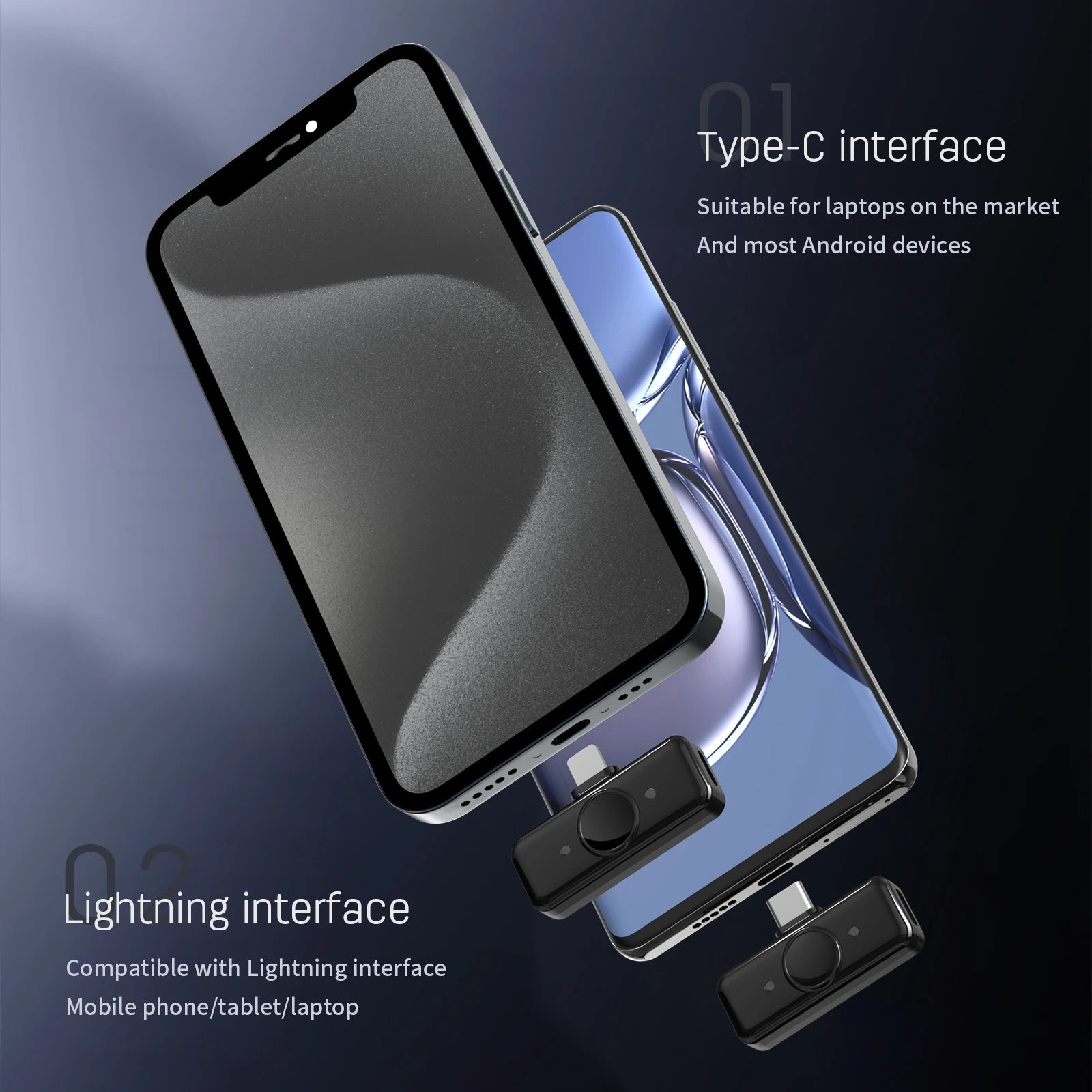 Wireless Lavalier Microphone One-to-Two Magnetic Buckle For Android iPhone Recording Microphone TikTok Live Broadcast