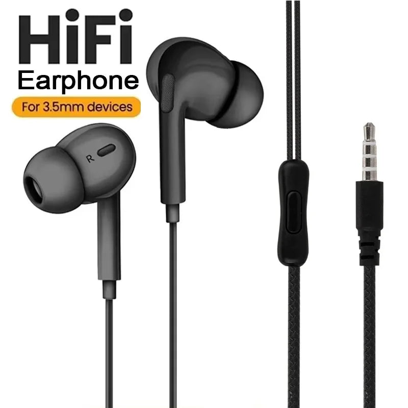 Universal 3.5mm Wired Earphone HiFi Stereo In-Ear Headset Sport Music Headset With HD Microphone Headphones For Laptops Computer