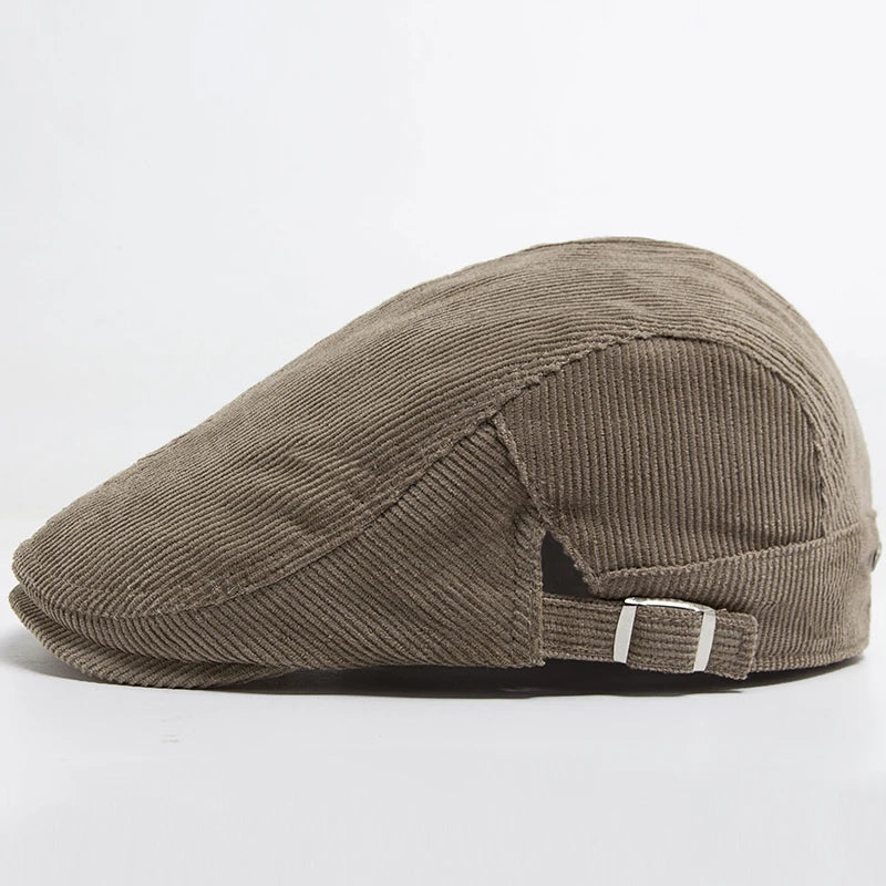 Men Fashion Corduroy Beret Spring Autumn Thick Warm Women's Flat Hat Vintage Casual Newsboy Cap Unisex Fashion Front Back Wear