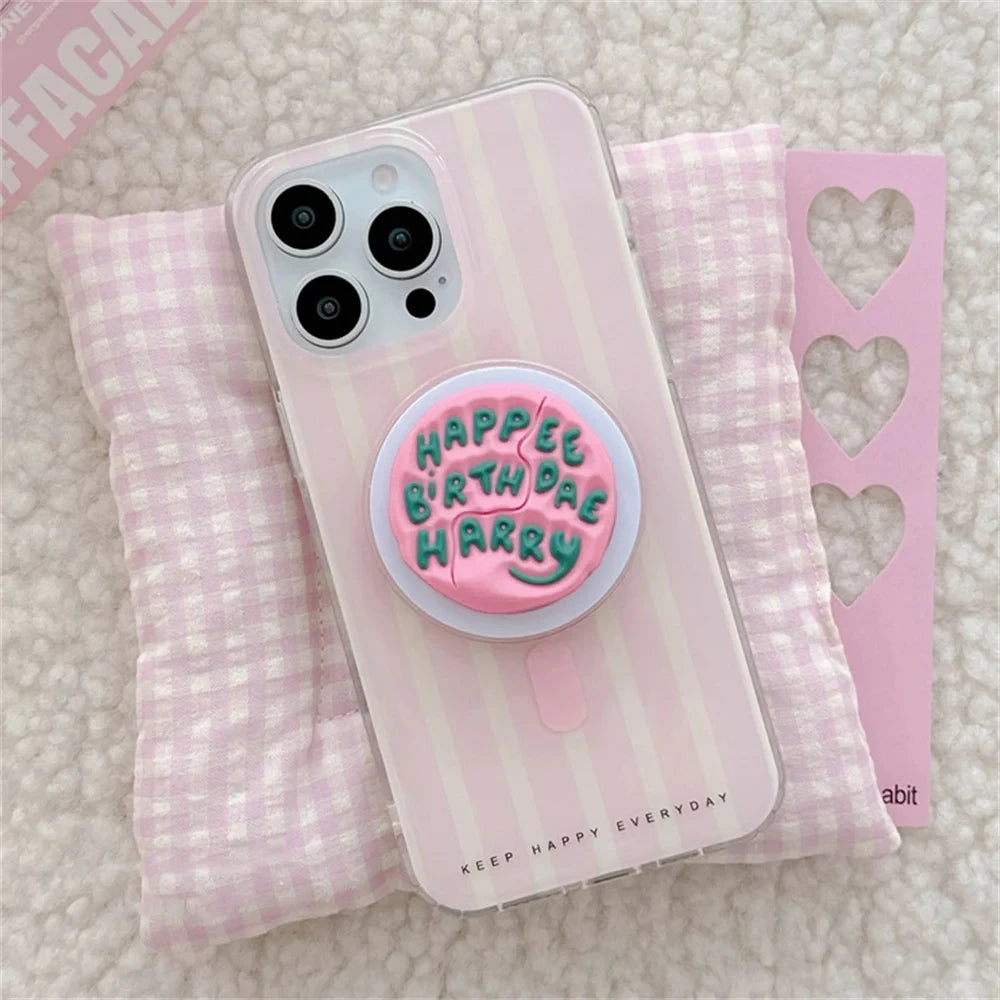 INS Cute English Letter Pink Magnetic Holder Grip Tok Phone Stand Support for IPhone 17 For for Pad Magsafe Smart Tok Bracket