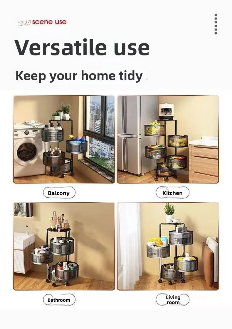 Home Use Rotating Multi-Layer Mobile Storage Ra Frie  Vegetable Fruit Storage elf Kitchen Organization No Installation